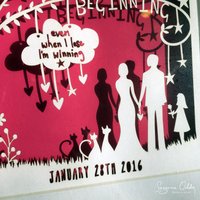 Familienporträt, Familiengeschenk, Personalisierter Scherenschnitt, Personalisiertes Familienbild, Liedtextdruck, Haustiergeschenk von SuzanneOddyDesign