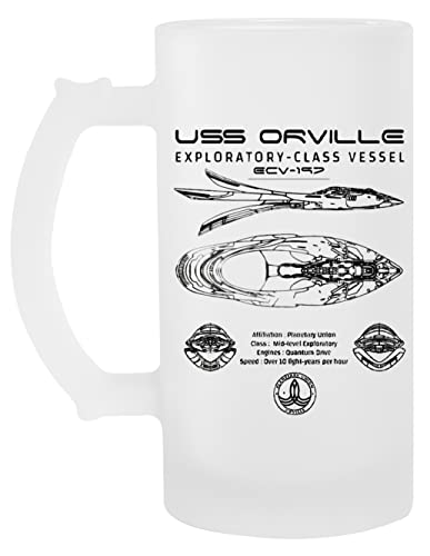 The Orville Ecv-197 Ship Schematic Transparentes Bierglas Mit Henkel Trinkbecher von Suzetee
