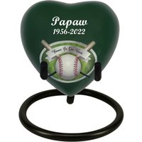 Baseball-Herz - Forever in Our Hearts Andenken Urne Ständer Option Metallherz Individuelle Gravur Optionaler Lebenslange Garantie von SuzieQUrns