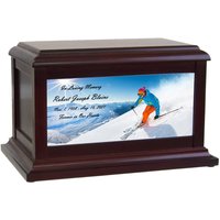 Schnee-Skifahrer-Erwachsen-Memorial-Urne - Schöne Ski-Urne Kostenlose Personalisierung von SuzieQUrns