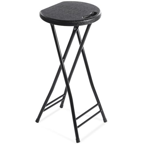 Suzile 1 x hoher Klappstuhl, tragbarer Kunststoffhocker, robust, faltbar, Barhocker mit Griff für Erwachsene, Küche, Theke, Zimmer, Zuhause, Camping, drinnen und draußen, 136 kg Kapazität (68 cm) von Suzile
