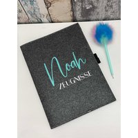 Zeugnismappe A4 „Dein Name" - Einschulungsgeschenk Mit Namen Personalisiert Mappe Aus Filz Geschenkidee Zur Einschulung von SuzisHandmadeDesign