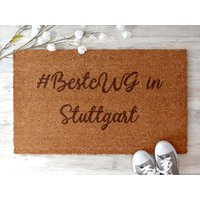 Kokos-Fußmatte Für Wohngemeinschaften Personalisierte Indoor Türmatte Mit Individuellem Städtenamen Der Wg von SuzuPapers