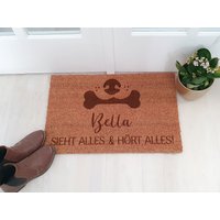 Personalisierte Kokos Fußmatte Für Hundeliebhaber Indoor Türmatte Mit Namen Des Hundes | Geschenk Zum Einzug von SuzuPapers