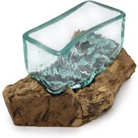 Glasvase/Terrarium-Display Für Luftpflanze, Sukkulenten, Kakteen Geschmolzenes Glas Auf Holz Terrarium Ein Ungewöhnliches Und Einzigartiges Display von SuzzieQLivingdesigns