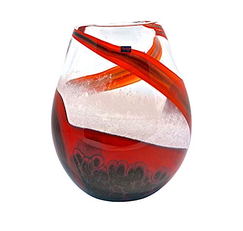 Svaja V-REDSSV Vase aus geblasenem Glas, rot/weiß von Svaja