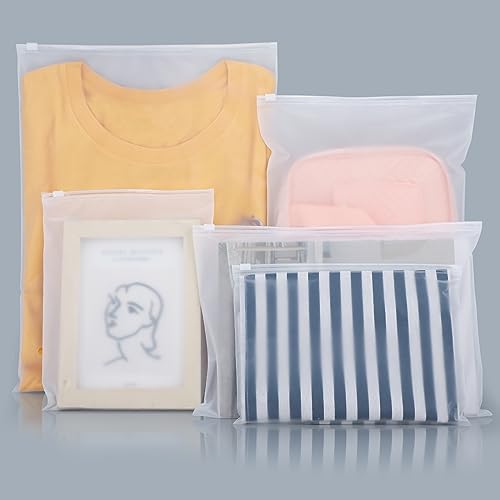 Svaldo Verpackungsbeutel, 5 Größen, 3 mm dicke Kunststoff-Versandtaschen für Geschäftskleidung, Verpackung, 50 Stück, Transparent, Reißverschluss, Combo - 8x10" 10x7" 10x13" 12x8" 12x16", Rechteckig von Svaldo
