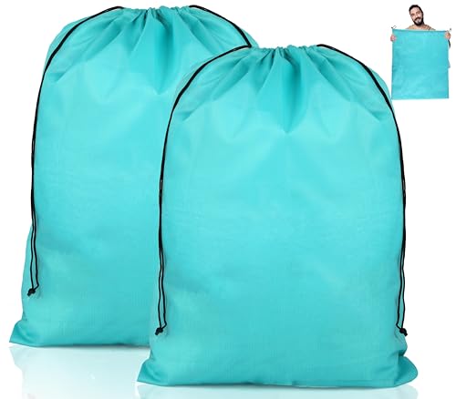 2 Stück Wäschebeutel Reise, Faltbarer Wäschesack Reise, Wasserdicht Wäschebeutel Schmutzwäsche mit Kordelzug, Laundry Bag für Schlafsaal Wäscheraum Reisen Camping, 50 x 60 cm, Grün von Svalor