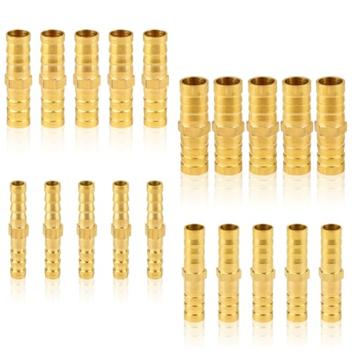 20 Stück Schlauchverbinder,Messing Schlauchverbinder,Schlauch Verbindungsstück für Luftleitung Wasserleitung Kraftstoffleitung Olleitung(6mm/8mm/10mm/12mm) von Svalor