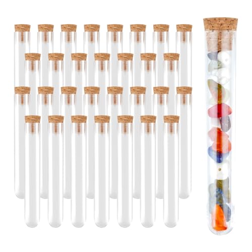 30 Stück Reagenzglas mit Korken, 12x75mm Reagenzglas Kunststoff, Transparent Reagenzgläser für Liquids Bonbons Spices Hochzeit Deko von Svalor