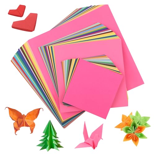 Origami Papier, 300 Blatt Faltpapier Bunt, 20x20 & 15x15 & 10x10CM, 70 g/m² Doppelseitig Quadratisch für DIY Bastelprojekte, Kinder & Erwachsene (20 Farben) von Svalor
