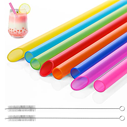 8 Stück Bubble Tea Strohhalme, 10mm×26cm Plastik Strohhalme, Wiederverwendbar Bunte, mit 2 Reinigungsbürsten, für Bubble Tea, Juice und Soda von Svalor