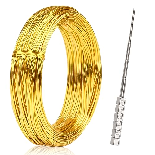 Aluminiumdraht Gold 1mmx30m, 1 Rollen Basteldraht mit Coil Jig Tool, Draht zum Basteln Schmuckdraht Bindedraht für Schmuckherstellung Handwerk Modellbau Armaturen und Skulptur (Golden) von Svalor