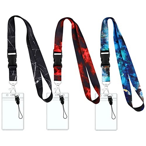 Ausweishülle mit Band, Bunt Schlüsselband Set, 3 Nylon Umhängeband mit 3 Durchsichtigen Ausweishüllen, Hals-Umhängeband mit Hartplastik ID Kartenhalter, Umhängeband für Ausweis/Handy/Schlüssel von Svalor