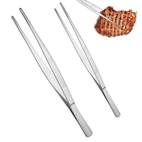 Svalor Kochpinzette (25 Cm Und 30 Cm), 2 Stücke Pinzette Küche, Lange Kochpinzette Edelstahl Grillpinzette, Langlebige und Rostfrei Küchenpinzette für Spaghettizange Fleischpinzette Bratpinzette von Svalor