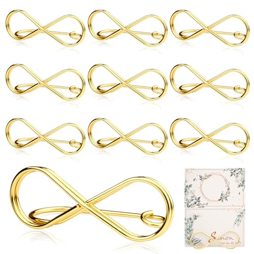 Svalor Tischkartenhalter Hochzeit Gold, 10 Stück Tischnummer Halter Metall, Unendlichkeit Tischnummern Hochzeit, Tischkarten-Clips Platzkartenhalter - für Hochzeiten Party Restaurant Tisch Deko von Svalor