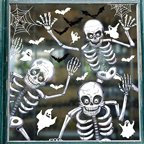 Svanco Halloween Aufkleber Fensterdekorationen DIY Wandaufkleber Abnehmbare Doppelseitige Elektrostatische Totenkopf Aufkleber von Svanco