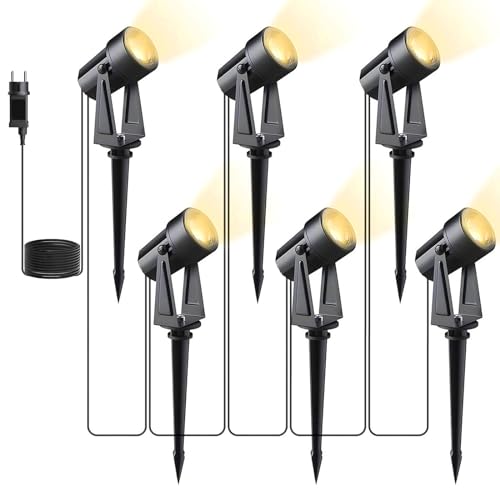 Svater LED Gartenbeleuchtung 6er Set,20m Gartenstrahler IP65 Warmweiß 3000K Strahler Außen Gartenstrahler Led Außen,27V 900lm Gartenlampen für Draußen, Terrasse, Einfahrt von Svater