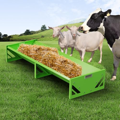Svauoumu Ziegenfutter Verzinktem Stahl Vieh Fütterung Trog Heavy-Duty große Kapazität Portable Viehfutter für Bauernhöfe Alpakas Ziegen Kälber Schafe Pferde Goat (Grün) von Svauoumu