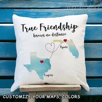 Fernfreundschaft Kissen-Besties Kissenbezug-Bester Freund Geschenke-Custom Zustand Zu Kissen-True Friendship Kennen Keine Entfernung Kissen von SvenHStore