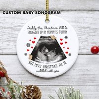 Personalisierte Baby Sonogramm Foto Ornament, Neue Ultraschall, Schwangerschaft Shower Geschenk, Weihnachtsgeschenk Für Papa, Im Bauch, Erstes Mal von SvenHStore