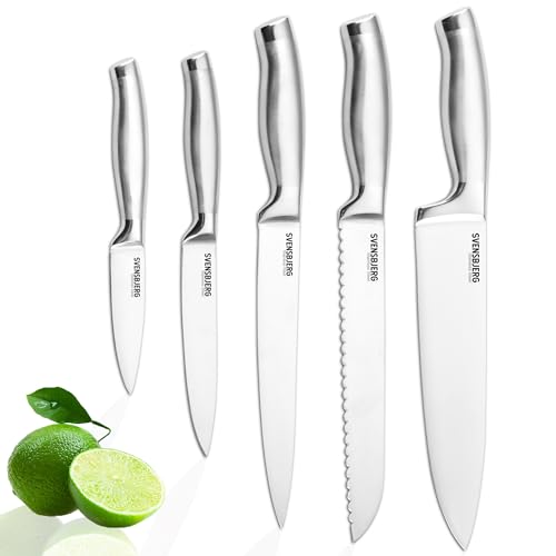 Svensbjerg Messer-Set, 5-tlg, Küchenmesser-Set, Kochmesser-Set, Chef-Messer, Scharfe Edelstahl-Messer | Küche, Obst, Gemüse, Fleisch, hochwertiges Profi Set | SB-KS101 von Svensbjerg