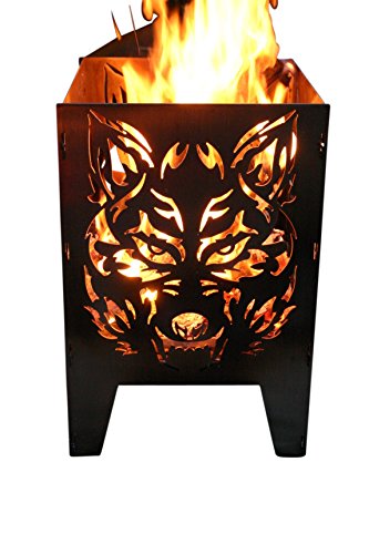 Feuerkorb Feuersäule Design: Wolf Gr. XXL 35,5x37x75cm, 14,5kg aus 2mm Rohstahl von SvenskaV