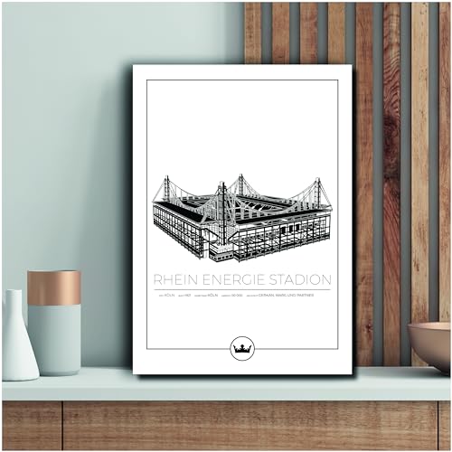 Sverigemotiv Fußballstadion Wandkunstdruck – Bundesliga Fußballmannschaften (Köln - Rhein Energie Stadion, A4)– Fußball geschenke jungen für Fussball-Enthusiasten von Sverigemotiv.se