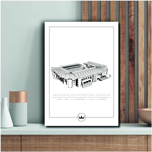 Sverigemotiv Fußballstadion Wandkunstdruck – Bundesliga Fußballmannschaften (Union Berlin - Old Foresterei, A4)– Fußball geschenke jungen für Fussball-Enthusiasten von Sverigemotiv.se