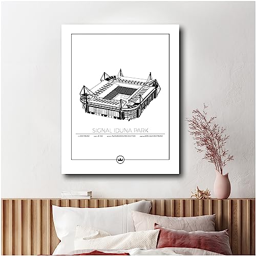 Sverigemotiv Fußballstadion-Wandkunstdruck - Fußballgeschenke für Jungen, Mädchen, Männer – Beste Premier-League Fußballmannschaften – ungerahmtes Poster (Borussia Dortmund - Signal Iduna Park, 40x50) von Sverigemotiv.se