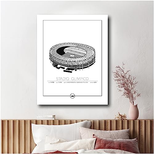 Sverigemotiv Fußballstadion-Wandkunstdruck – Fußballgeschenke für Jungen, Mädchen, Männer – Beste Premier-League Fußballmannschaften – ungerahmtes Poster (Lazio - Stadio Olimpico, 40x50 cm) von Sverigemotiv.se