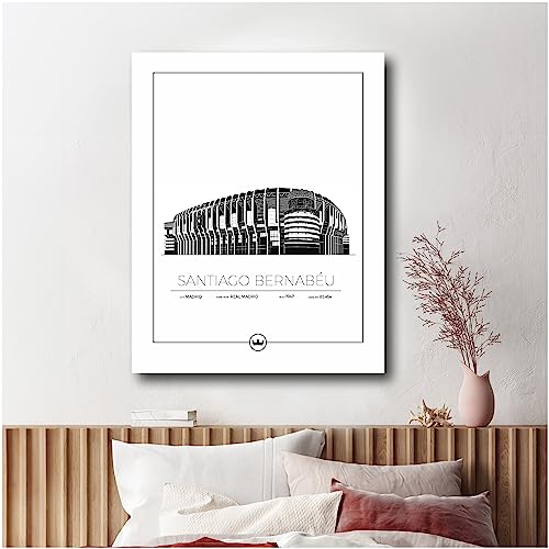 Sverigemotiv Fußballstadion-Wandkunstdruck - Fußballgeschenke für Jungen, Mädchen, Männer – Beste Premier-League Fußballmannschaften – ungerahmtes Poster (Madrid - Santiago Bernabeu Stadion, 40x50 cm) von Sverigemotiv.se