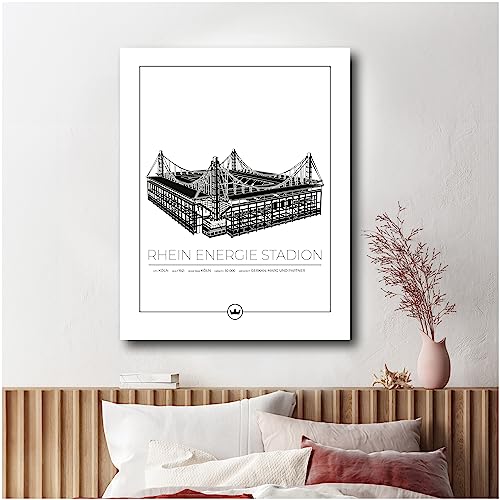 Sverigemotiv Fußballstadion Wandkunstdruck – Bundesliga Fußballmannschaften (Köln - Rhein Energie Stadion, A4)– Fußball geschenke jungen für Fussball-Enthusiasten von Sverigemotiv.se