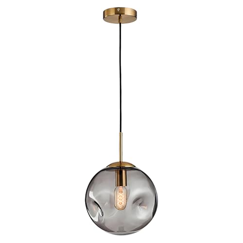 Svetilnikya Mid Century Modern Globus Pendelleuchte, Konkave Pendelleuchte Glasschirm Pendelleuchte für Kücheninsel Schlafzimmer Esszimmer (Grau, 20cm) von Svetilnikya
