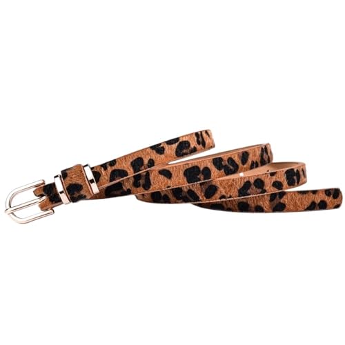 1,5 cm breiter schmaler Damengürtel aus Leder mit Leopardenmuster(120cm,1.5-Leopard-Brown) von Svincoter