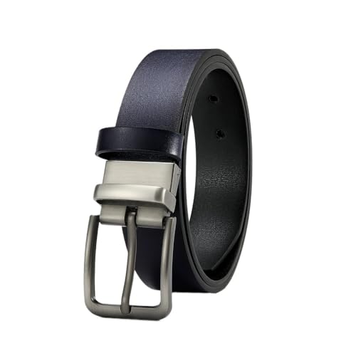 3,4 cm Herren-Ledergürtel mit automatischer Dornschließe, passend for Freizeitkleidung(115CM,Blue1) von Svincoter