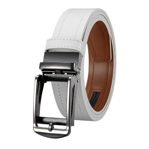 3,4 cm Herrengürtel aus echtem Leder mit automatischer Metallschnalle, passend for Business- und Freizeithosen(115CM,WE) von Svincoter