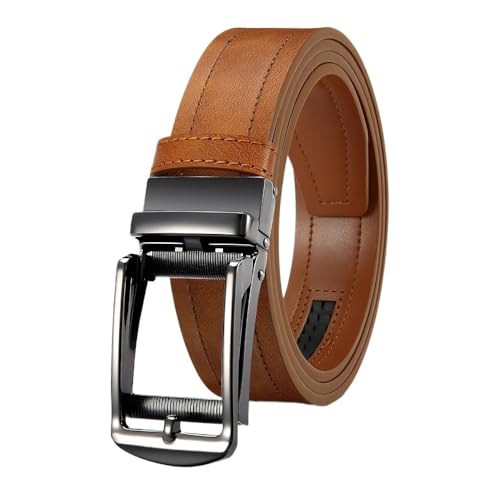 3,4 cm Herrengürtel aus echtem Leder mit automatischer Metallschnalle, passend for Business- und Freizeithosen(150cm,TA) von Svincoter