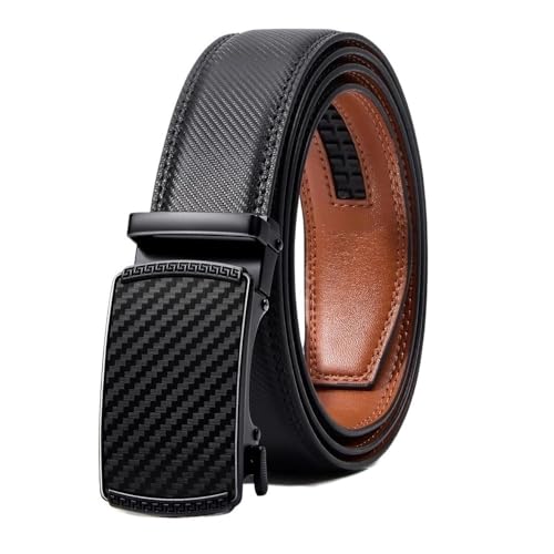 3,5 cm Herren-Ledergürtel aus Zinklegierung mit automatischer Ratschenschnalle, passend for elegante Freizeitkleidung und jeden Tag(130cm,Black) von Svincoter