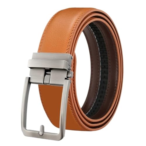 3,5 cm breiter Herren-Ledergürtel aus Metall mit automatischer Schnalle, passend for die Freizeit(125cm,Yellow) von Svincoter