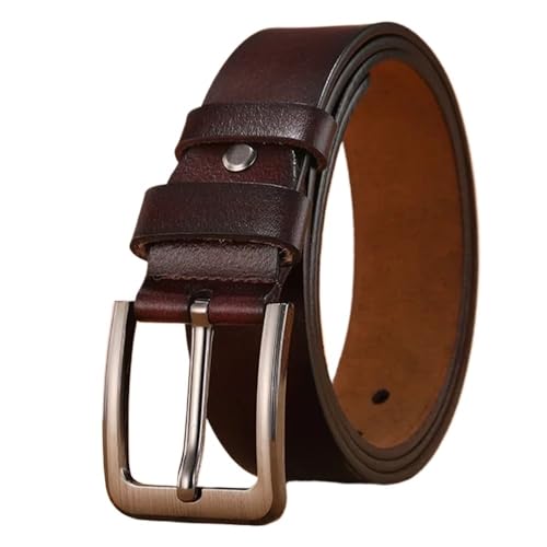 3,8 cm Herrengürtel aus echtem Leder mit Metall-Dornschließe(105cm,Brown) von Svincoter