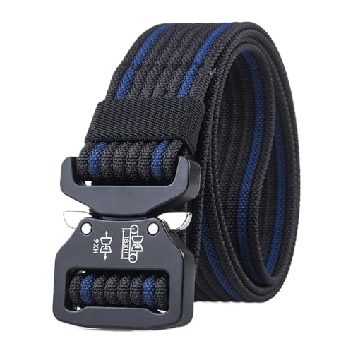 3,8 cm Retro rostfreie Metall-Schnellverschlussschnalle Starker 1200D Echt-Nylon-Polizei-/Militär-Taktikgürtel(Black blue) von Svincoter