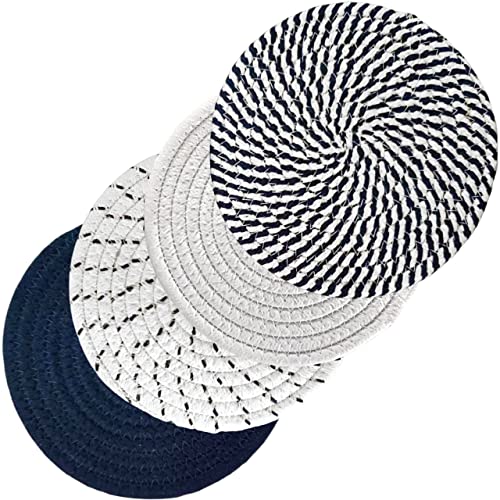 Svkiyang 4 Stück Topfuntersetzer Set Untersetzer Baumwolle Faden Weben Matte Heißer Topf Halter Topflappen,4 Farben Runde Geflochtene Untersetzer Topf Heiß Pads Löffelablage zum Kochen in Küche… von Svkiyang