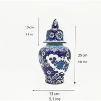 10'' Handgemachte Dekorative Keramikdose, Keramikblaue Vase, Deckeldose, Keramikglas, Handbemalte Vase Für Wohndekor von SvonyHome