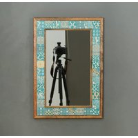 Dekorativer Spiegel, Fliesenspiegel, Wohndekor Boho Steinspiegel, Wandbehang Spiegel von SvonyHome