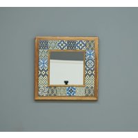 Hernan Dekorativer Handgefertigter Spiegel, Fliesenspiegel, Wohndekor Boho Steinspiegel, Wandbehang Spiegel von SvonyHome