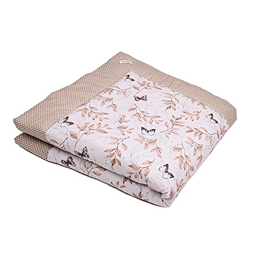 Swaddyl Krabbeldecke für Baby - Kuscheldecke, Spieldecke, Laufgittereinlage 100x100 groß gepolstert Beige (Schmetterlinge) von Swaddyl