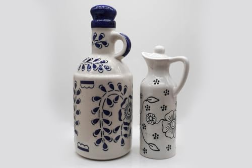 Keramik-Ölspender Mini | 2 Stück | Blau & Weiß | 1000 ml + 300 ml von Swadeshi Desire