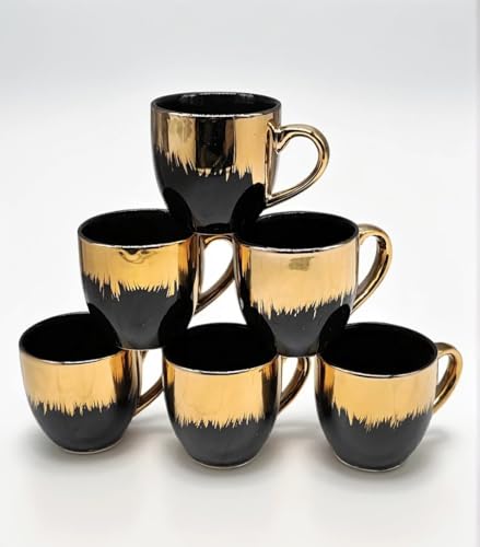 Keramik Premium Teetassen fein I Geschenk für beste Freundin Kaffee I Tee I Milch I Grüner Tee I Tasse Mikrowellengeeignet (6er Set) von Swadeshi Desire