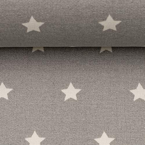 Beschichtete Baumwolle MELUNA Sterne, 1 cm, grau, Tischdecke, Meterware von Swafing